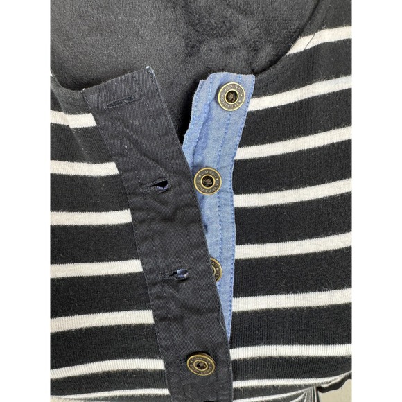 Lauren Ralph Lauren Womens Striped 3/4 Sleeve Button-Up Top Black/White - Picture 8 of 8